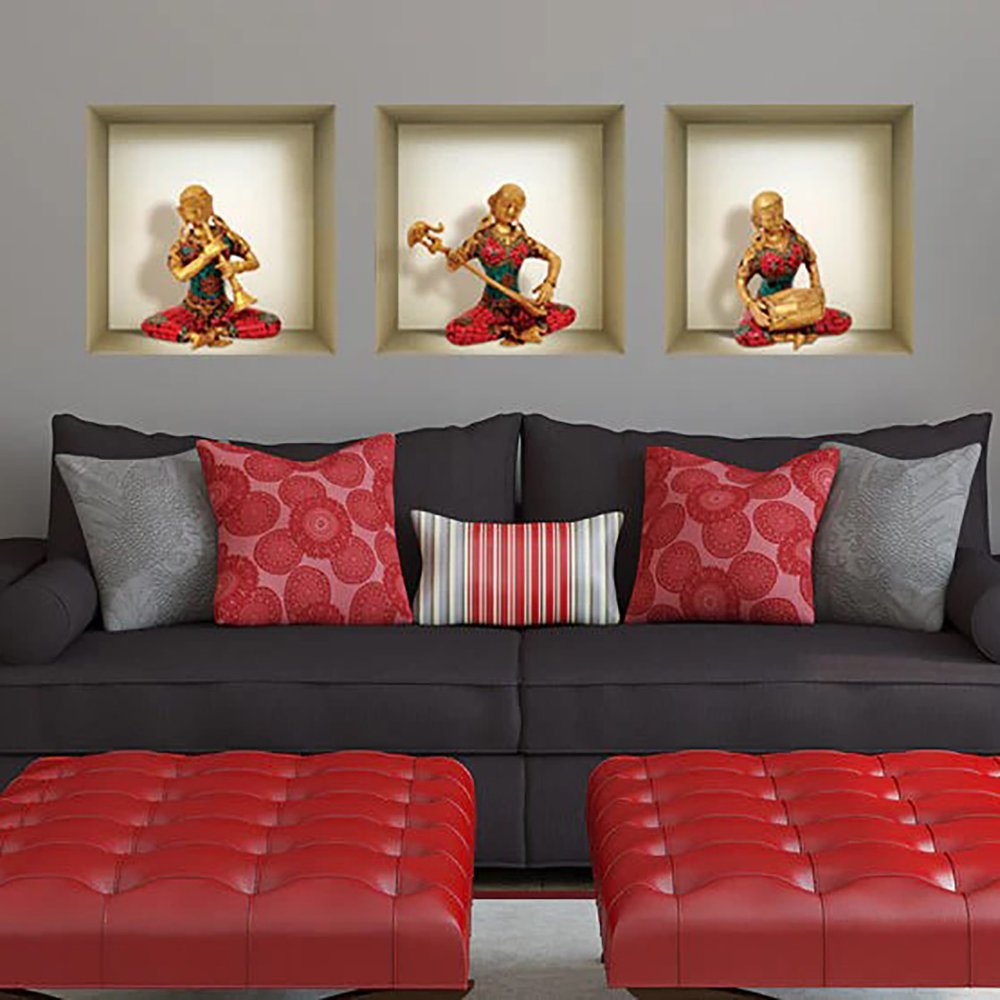 Set of Three Anna Niche 3D Square Peel and Stick Wall Decals