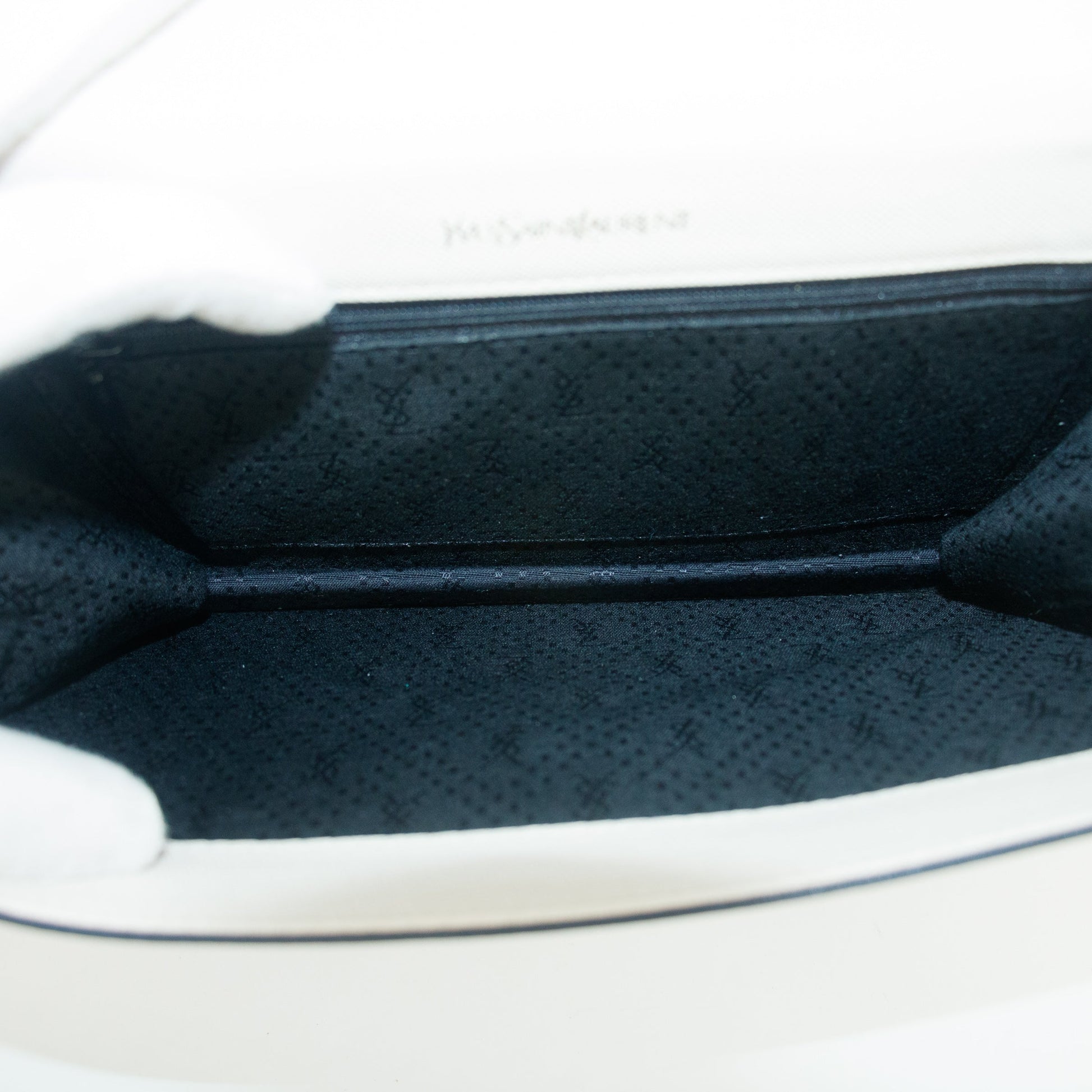 YSL Saint Laurent White x Blue Leather Shoulder Bag #5859