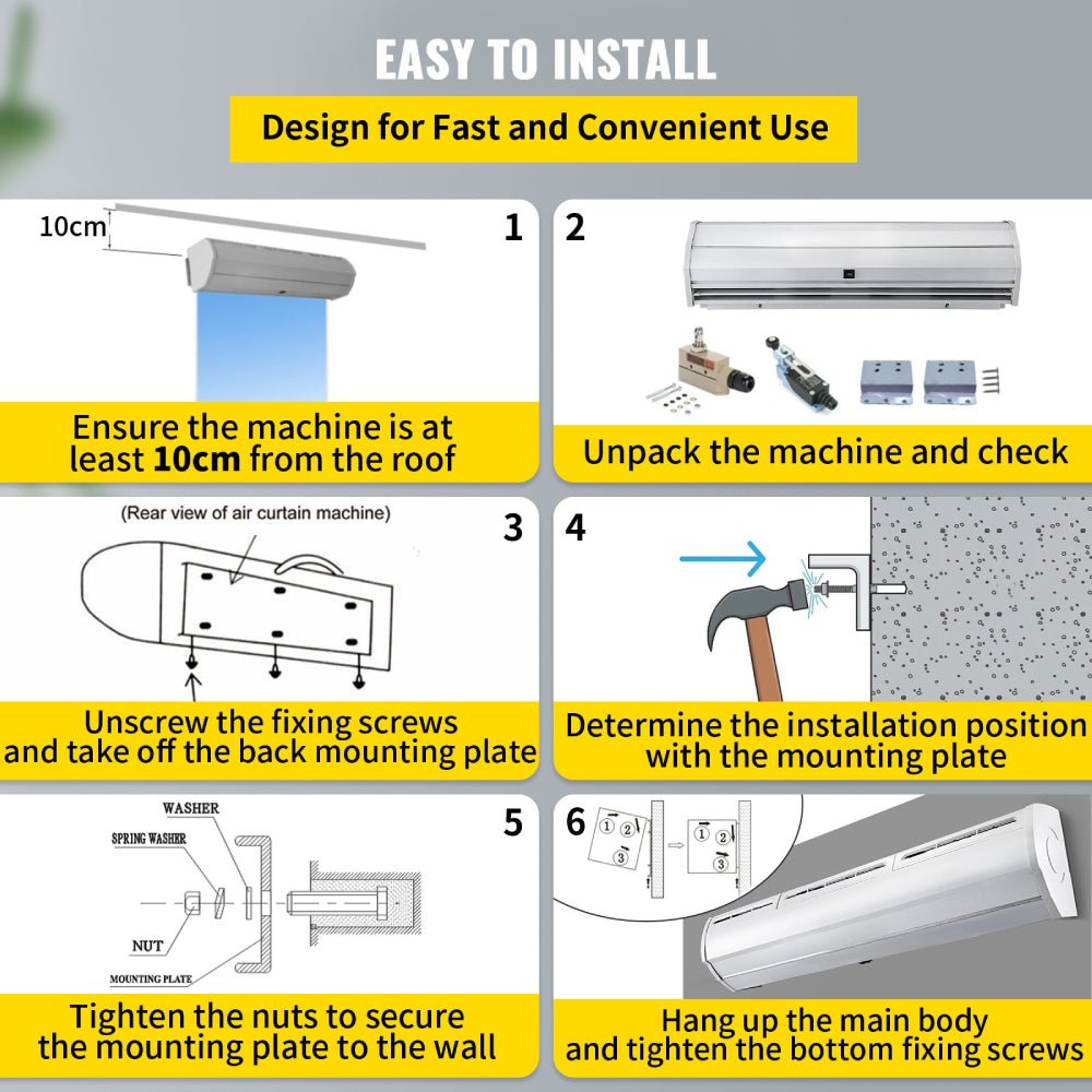 59" Heavy-Duty Commercial Indoor Air Door Curtain, 965/1113CFM (98421603)