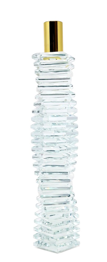 8" Clear And Gold Twisted Crystal Tabletop Taper Candlestick