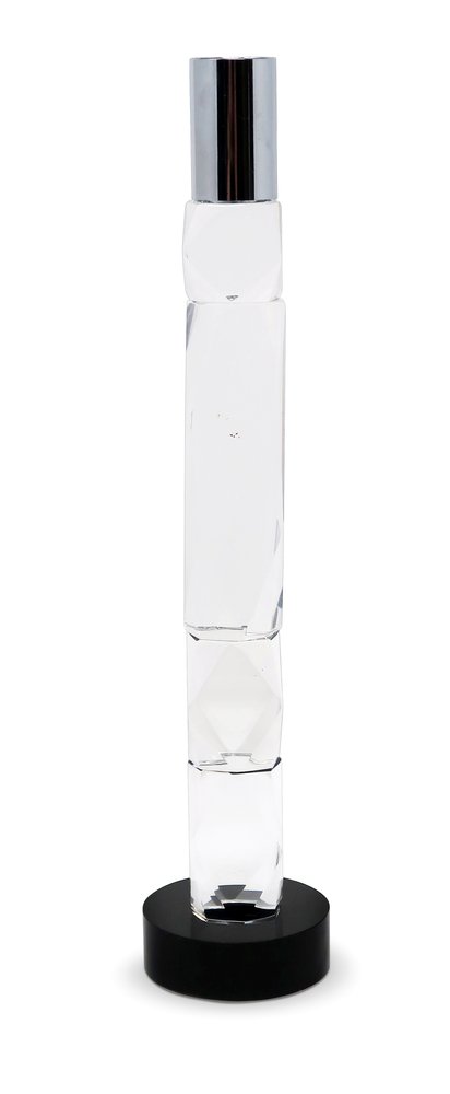 11" Silver Clear And Black Crystal Tabletop Taper Candlestick