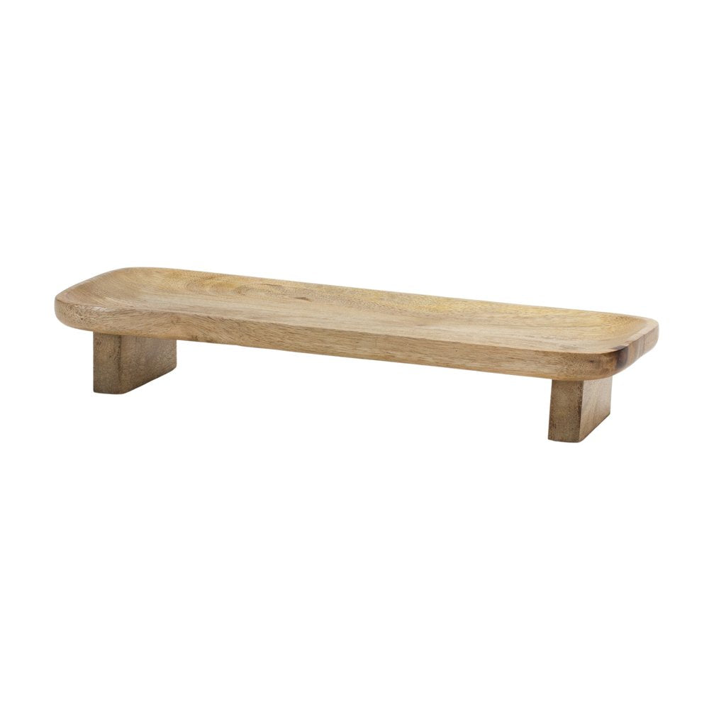 Set of Two Natural Solid Wood Riser Trinket Tray