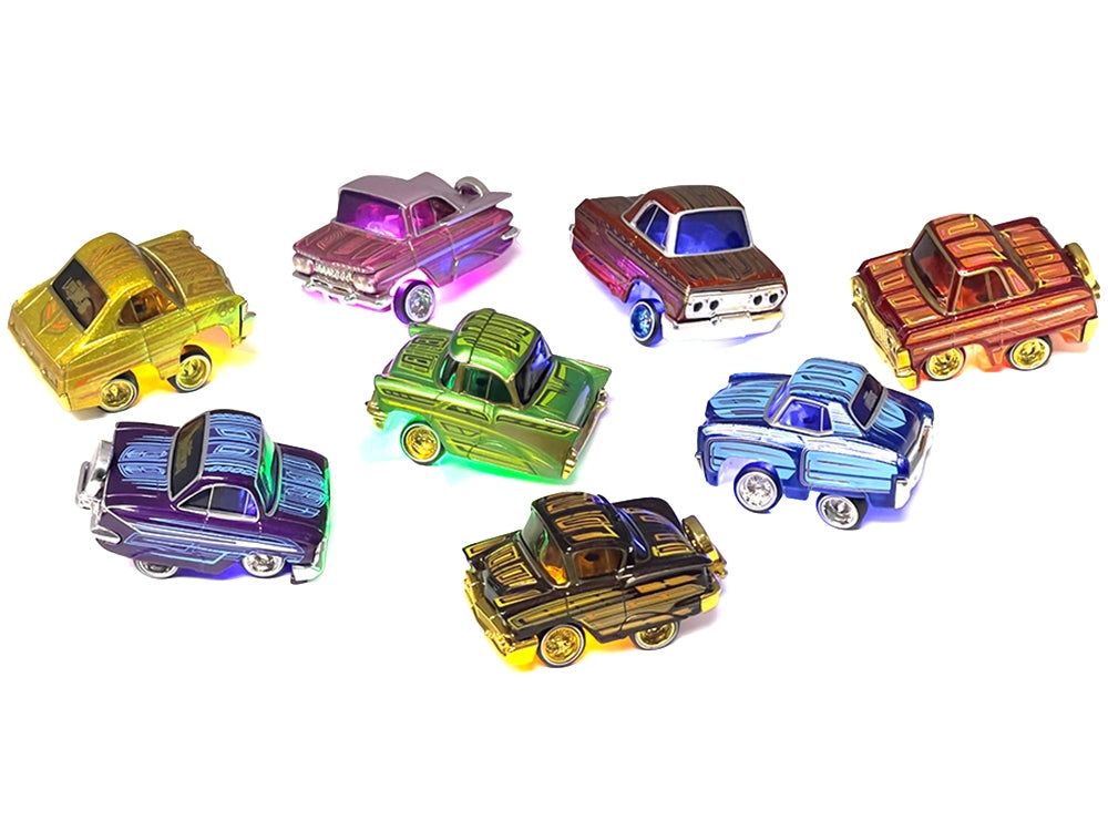 "Lowriders Show Glow" Series 1 Set of 8 Pieces Diecast Model Cars by CarTuned