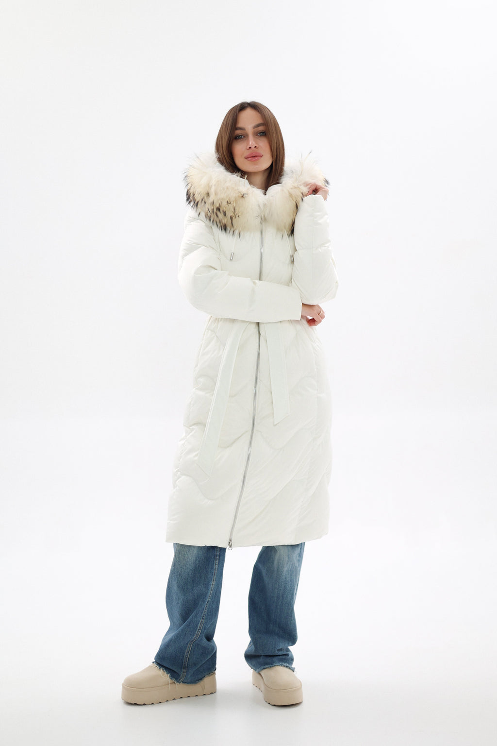 Genuine Fur Trim Down Fill Coat