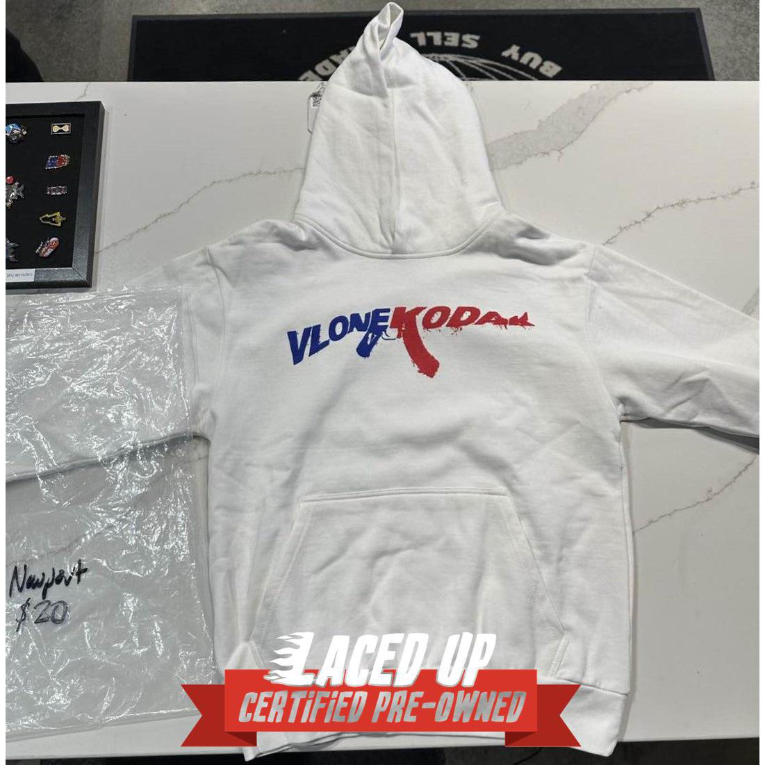 PRE OWNED Kodak Black x Vlone 47 Hoodie (White)