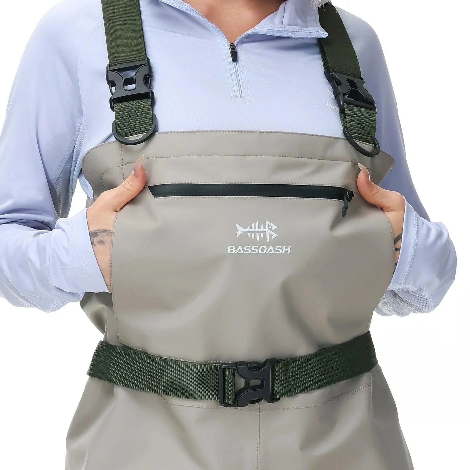 BASSDASH IMMERSE Women’s Breathable Stocking Foot Fishing Waders Waterproof Lightweight Chest Wader