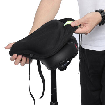 SGODDE 27x26cm Bike Saddle Memory Foam Comfort Breathable Reflective Bicycle Seat for MTB Exercise Bike E-Bike with Waterproof Cover
