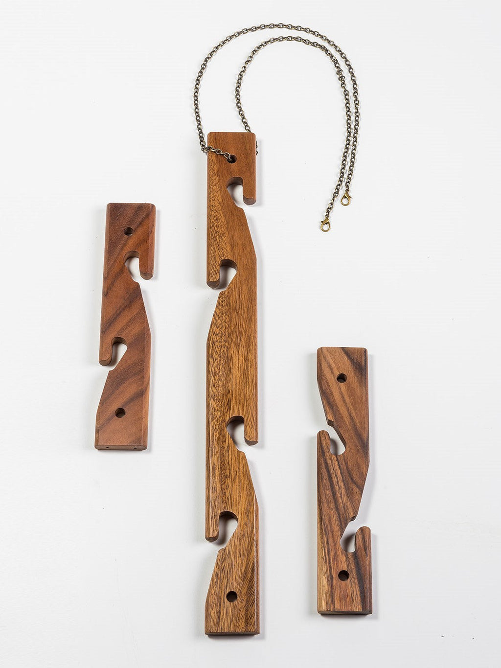 6-Pot Acacia Wood Hanging Plant Holder 3-Piece Set for Indoor Outdoor