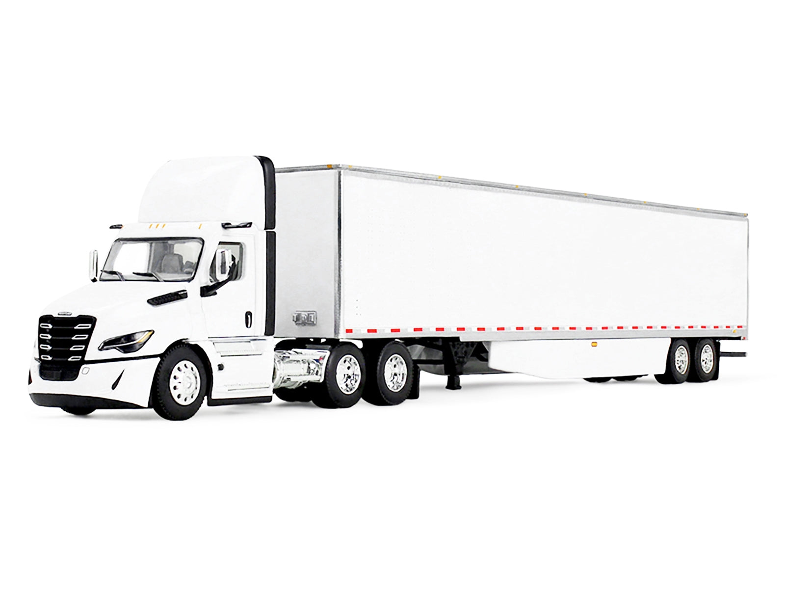 Freightliner Fifth Generation Cascadia Day Cab and 53' Utility Trailer with Skirts White 1/64 Diecast Model by DCP/First Gear