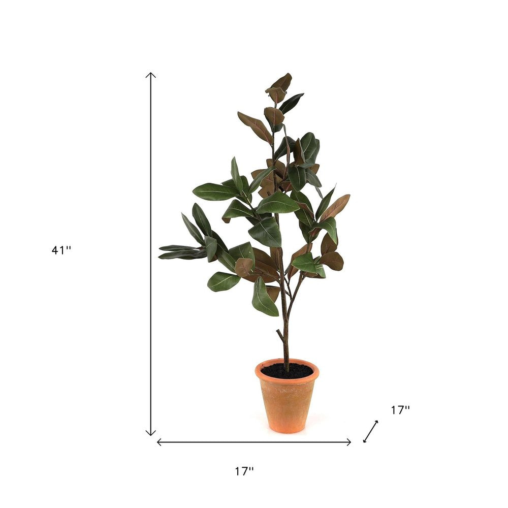 17" Green Artificial In Round Terra Cotta Terracotta Pot
