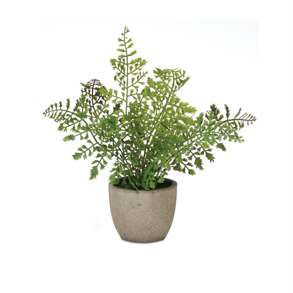 Set of Three 10" Green Artificial Fern Plant in a Gray Pot