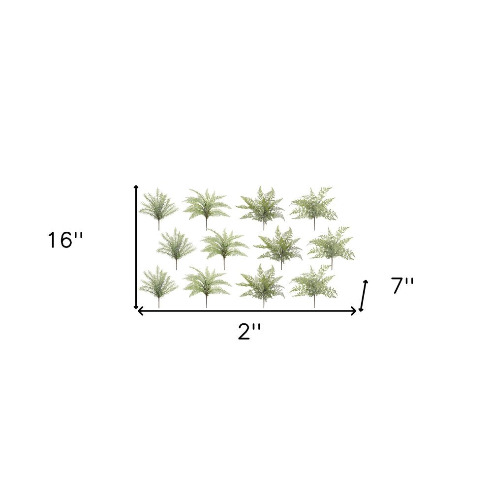 12 16" Green Fern Artificial Plant in a No