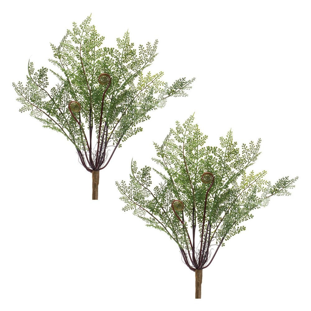 Set of Two 11" Green Artificial Fern
