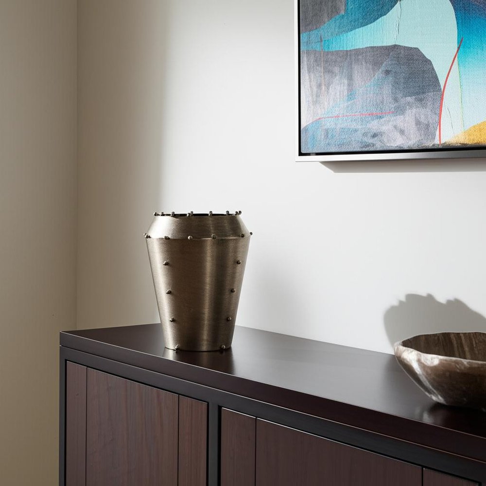 12" Silver Metal Table Vase