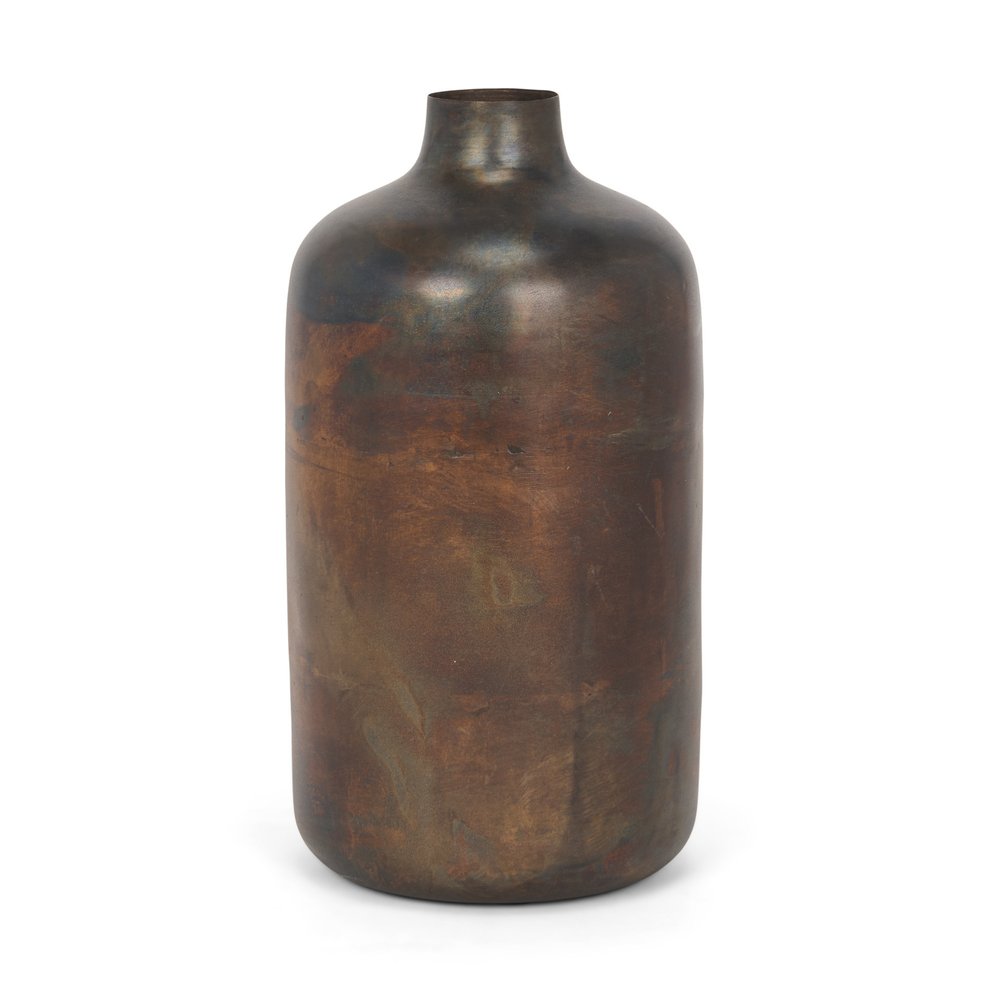 12" Gold Cylinder Metal Table Vase