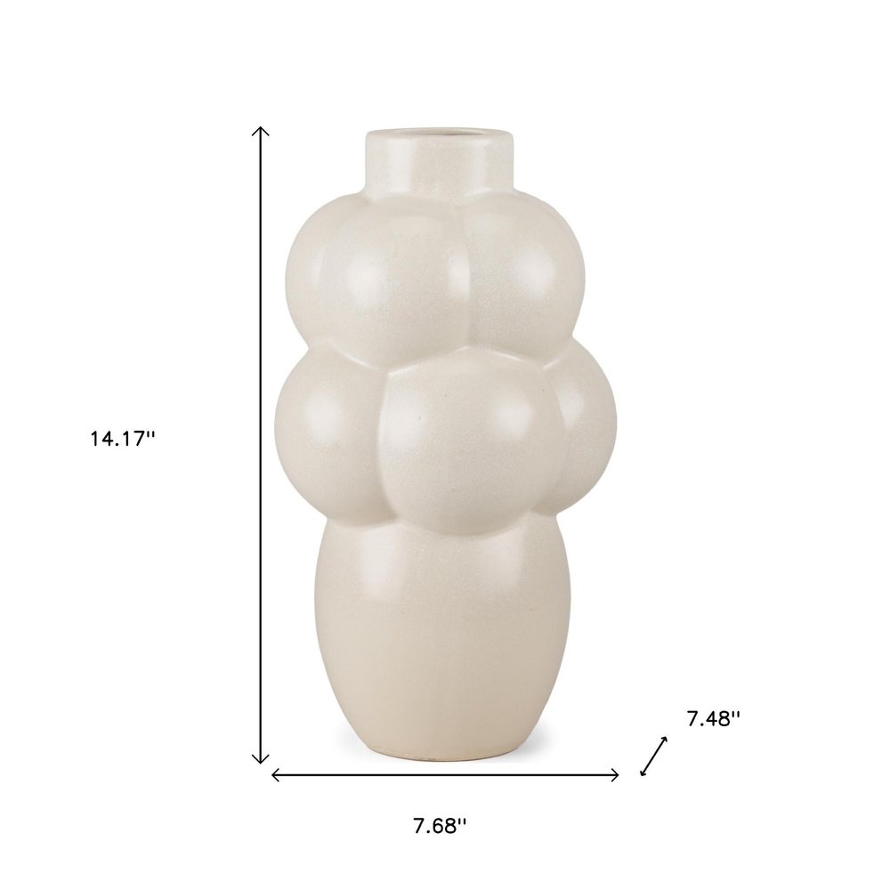 14" Cream Ceramic Table Vase