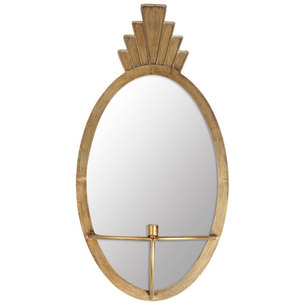 28" Gold Mirrored Metal And Glass Wall Sconce Candle Holder