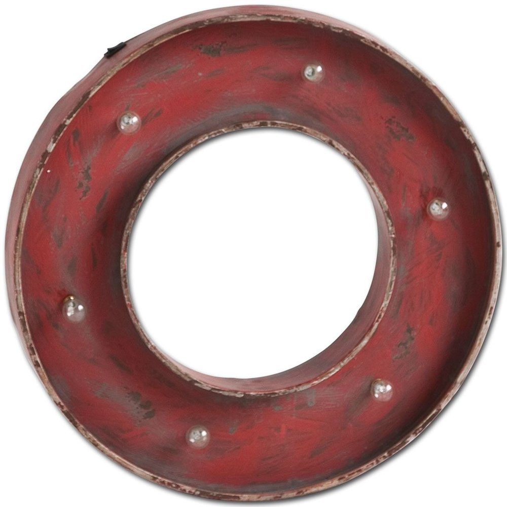 Abaco I 17" X 17" Red Metal Circle Hanging Dimensional Sculpture