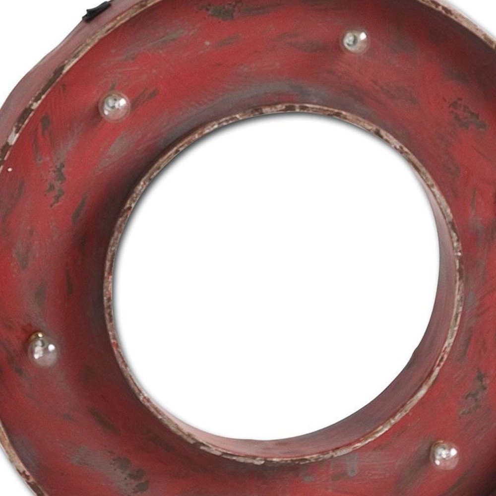 Abaco I 17" X 17" Red Metal Circle Hanging Dimensional Sculpture