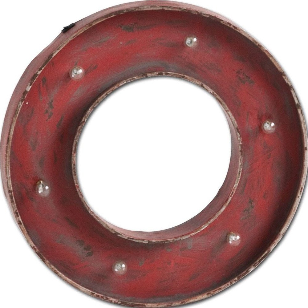Abaco I 17" X 17" Red Metal Circle Hanging Dimensional Sculpture