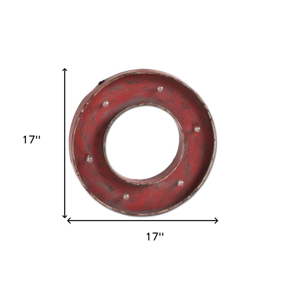 Abaco I 17" X 17" Red Metal Circle Hanging Dimensional Sculpture