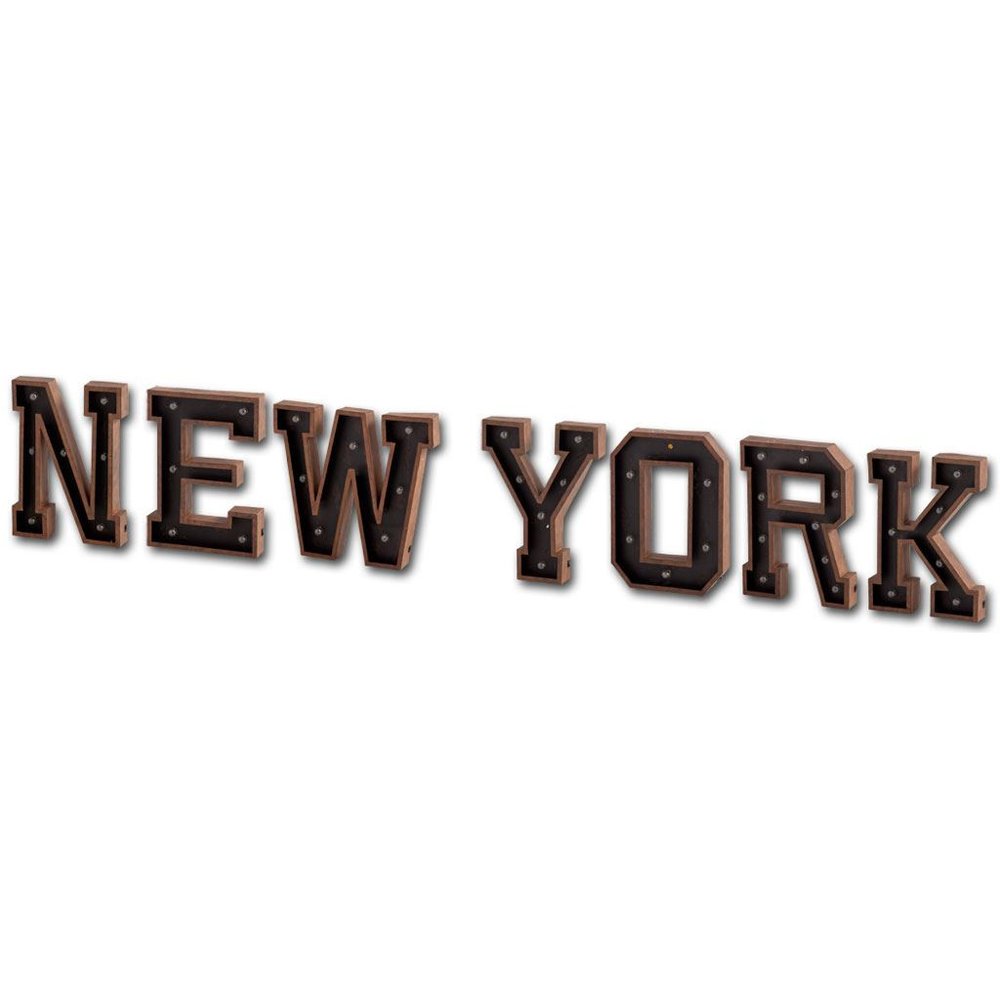 Archera "New York" 110" X 20" Black And Brown New York Metal Wall Decor