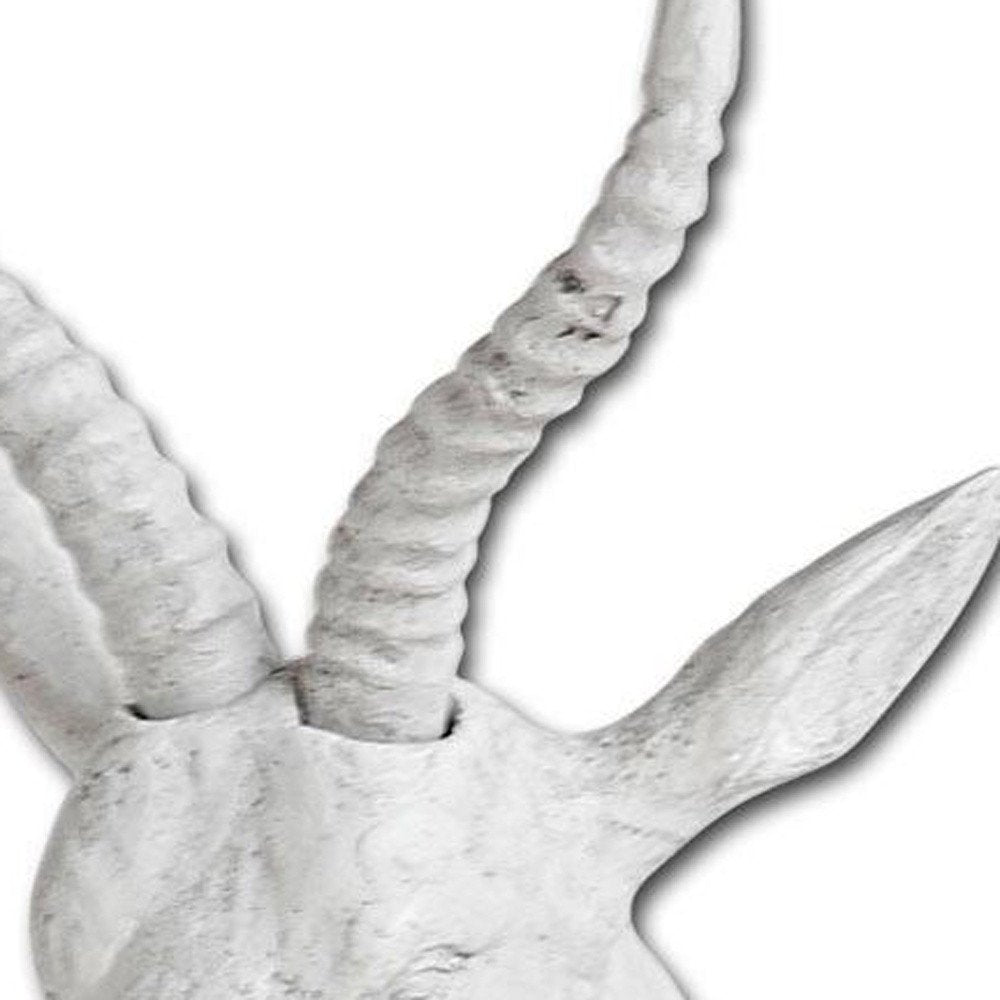 Dugaleon VII White Ibex Coat Hook 12" X 6" White Ibex Resin Hanging Dimensional Sculpture With Hooks