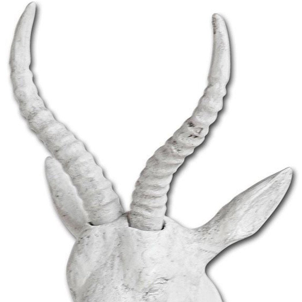 Dugaleon VII White Ibex Coat Hook 12" X 6" White Ibex Resin Hanging Dimensional Sculpture With Hooks