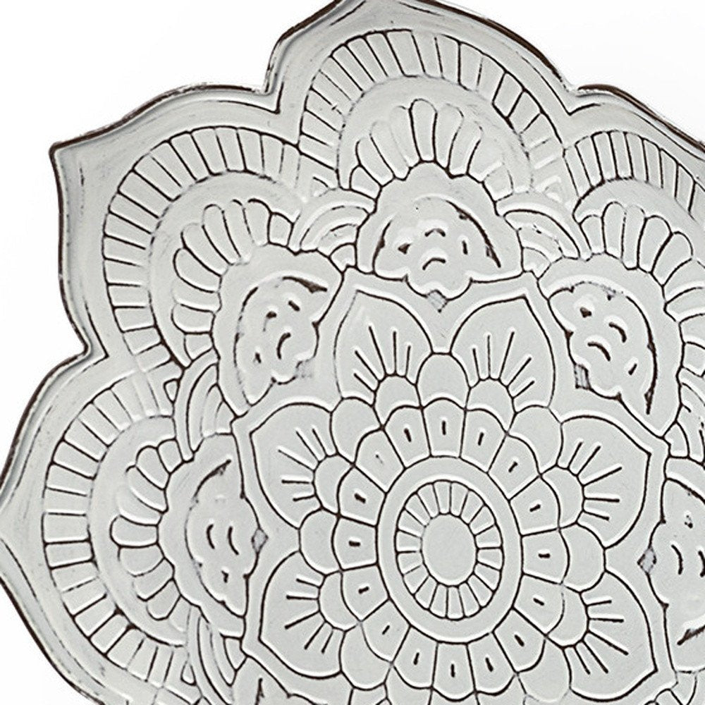 Set of Two Miranda Silver Flower Mandala Metal Hanging Dimensional Sculpture