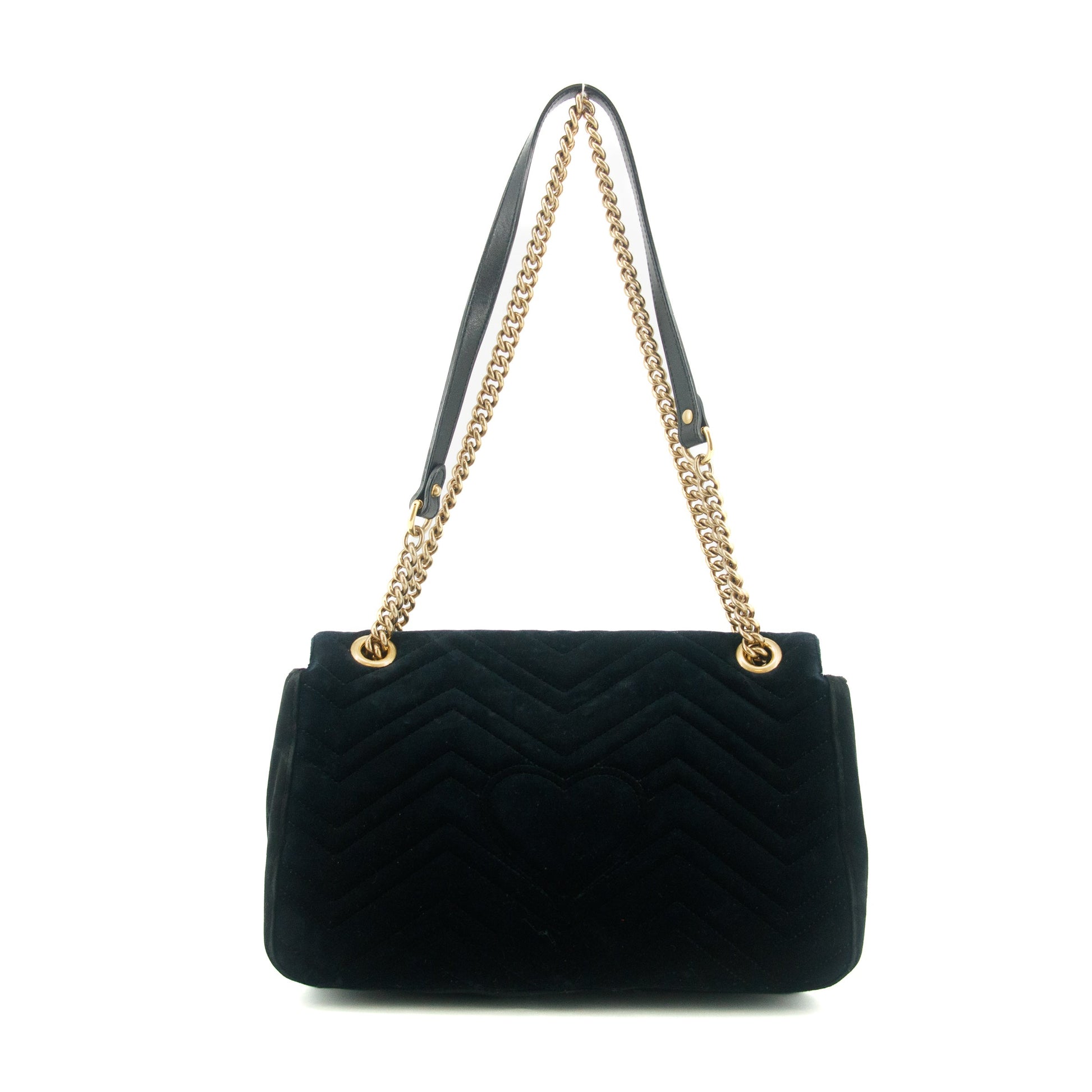 Gucci Black Velvet Loved Embroidered Marmont Shoulder Bag #6091