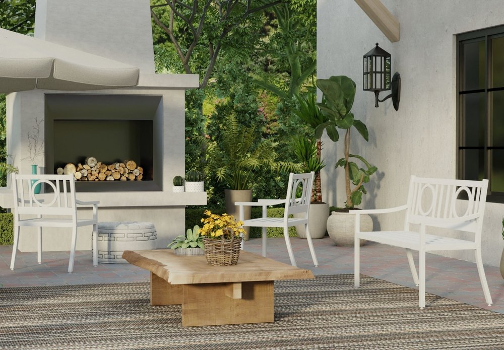 45" White Metal Garden Patio Bench