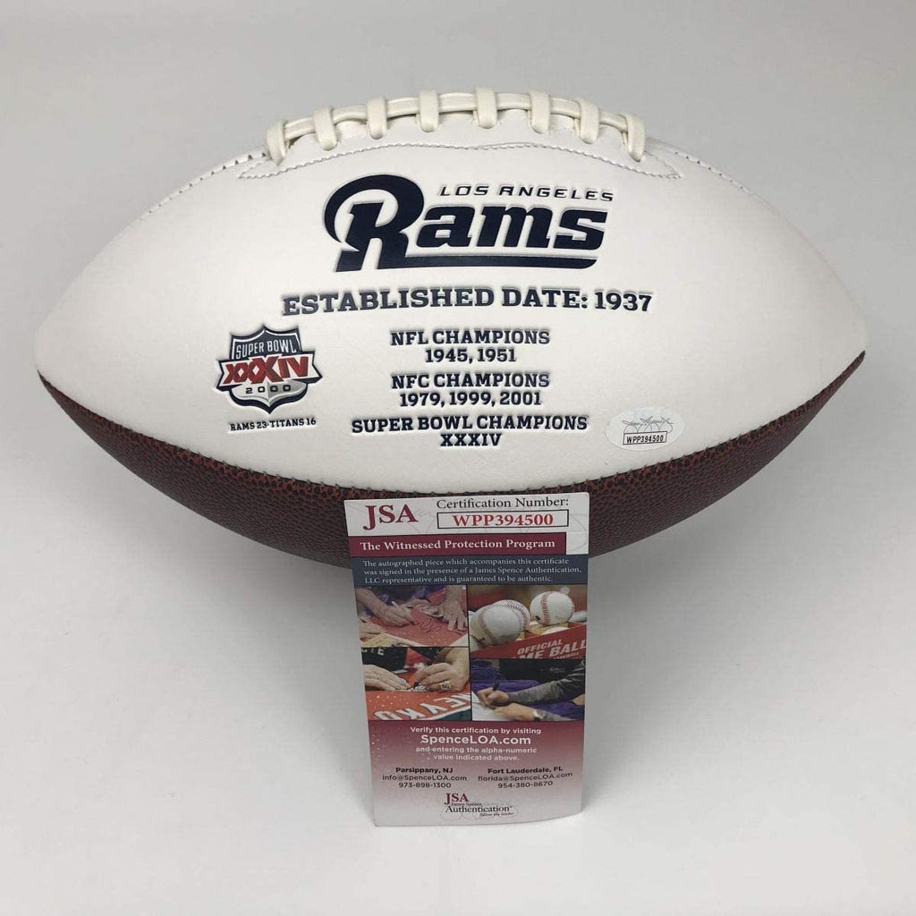Autographed/Signed Aaron Donald Los Angeles LA Rams F/S White Panel Logo Football JSA COA