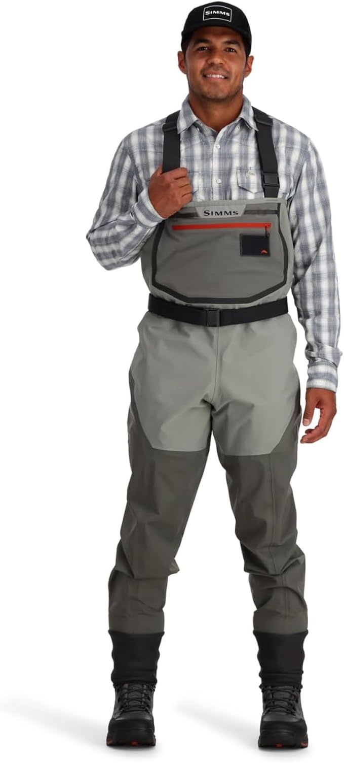 Simms Mens Freestone Stockingfoot Chest-High Fishing Waders - Durable Breathable Performance-Driven Waterproof Waders Smoke (Large 9-11 Foot)