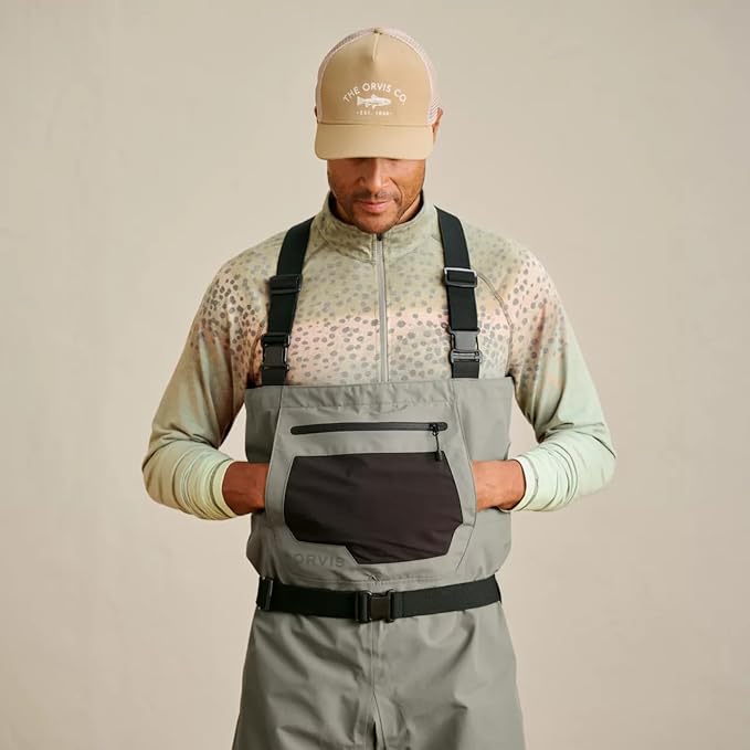 Orvis Clearwater Chest Waders for Men - Waterproof Fly Fishing Waders with Neoprene Booties External Storage Pocket Stone - X-Large Short