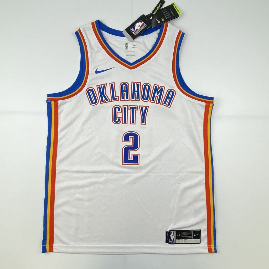 Autographed/Signed Shai Gilgeous-Alexander Oklahoma City Thunder White Basketball Jersey Fanatics COA
