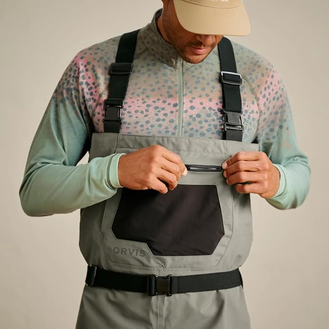 Orvis Clearwater Chest Waders for Men - Waterproof Fly Fishing Waders with Neoprene Booties External Storage Pocket Stone - X-Large Short