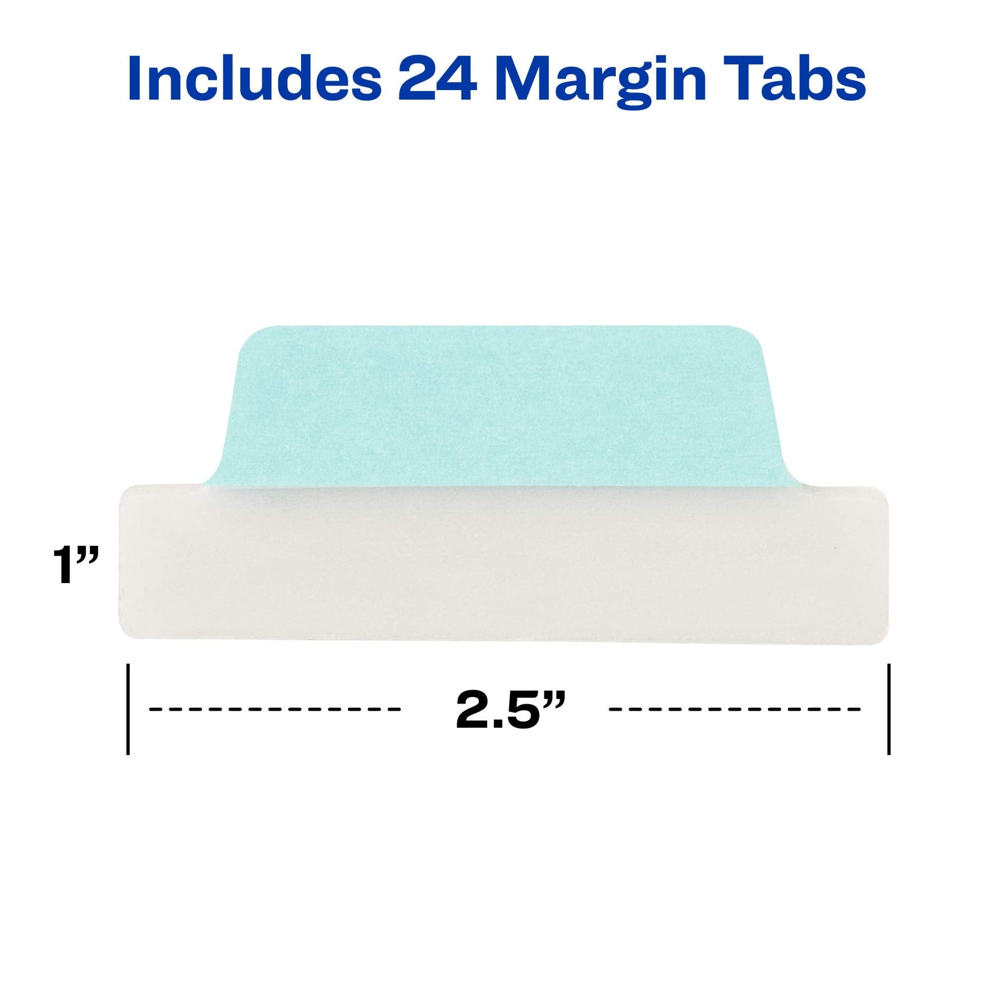 24pc Avery Margin Repositionable Tabs, 2.5x1", 2-Side Writable, Pastel Colors