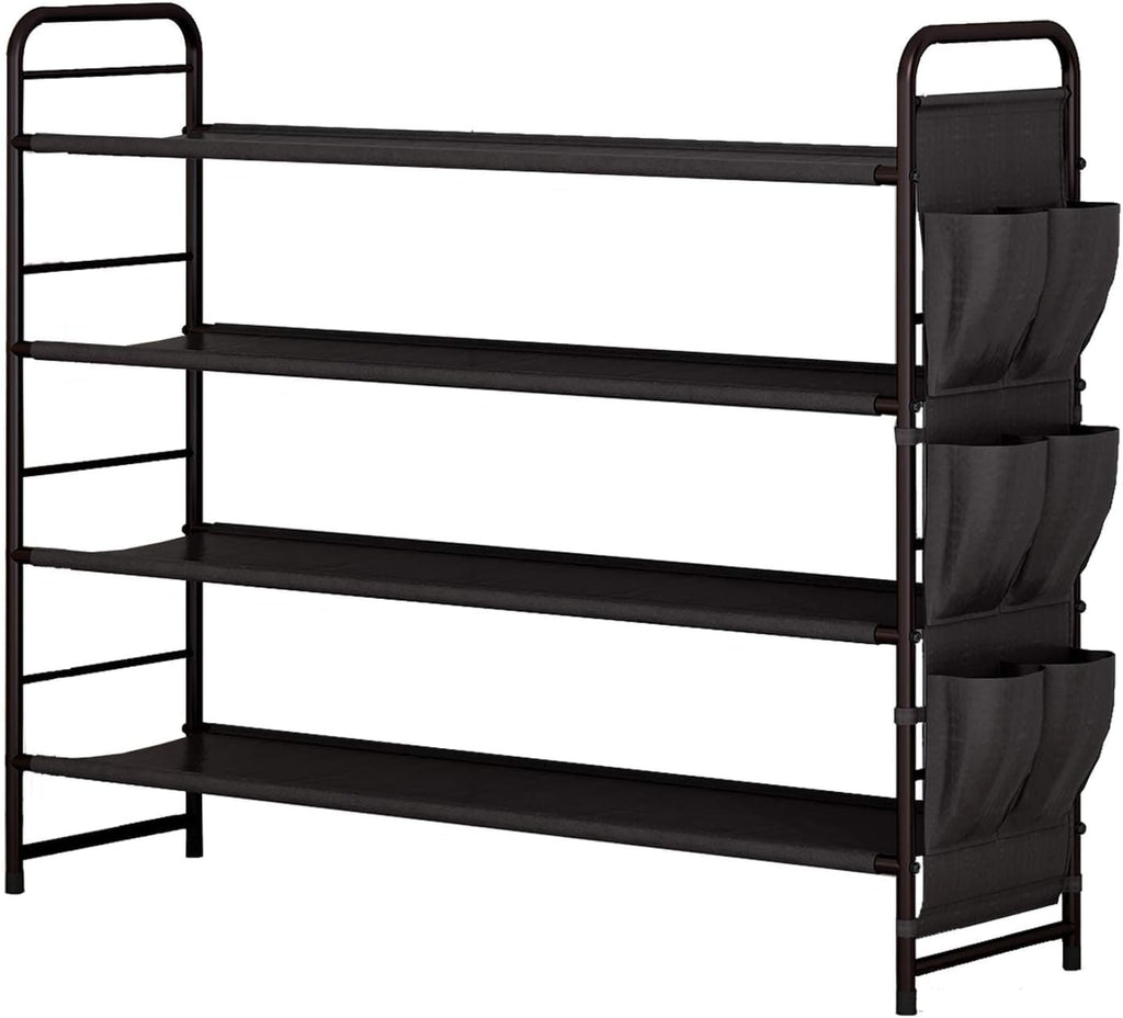 Shoe Rack Storage Organizer 4 Tier Free Standing Metal Shoe Shelf - Bronze