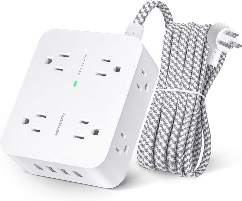 Surge Protector Power Strip - 8 Widely Outlets + 4 USB Charging Ports, 5-ft cord