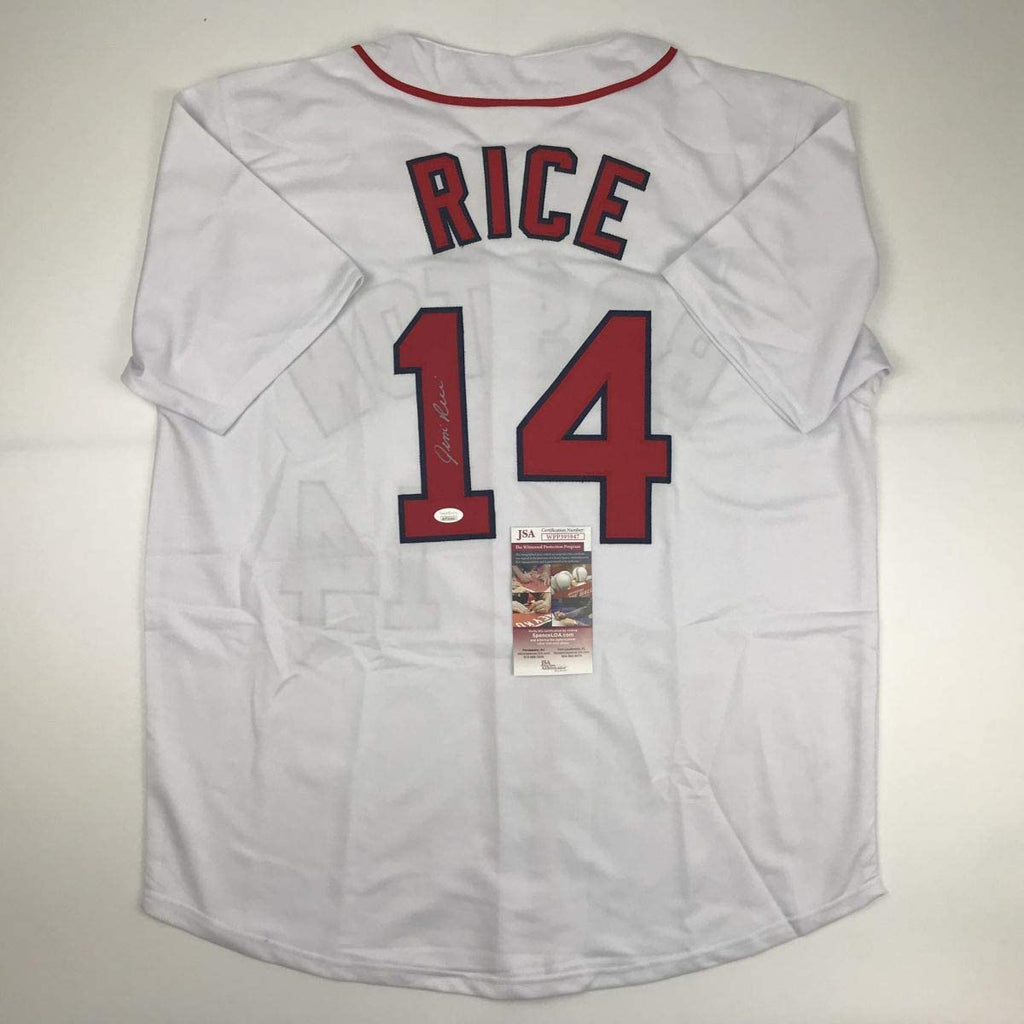 Autographed/Signed Jim Rice Boston White Baseball Jersey JSA COA