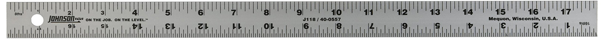 Johnson Level & Tool J118 Aluminum Rule, 18", Silver, 1 Rule