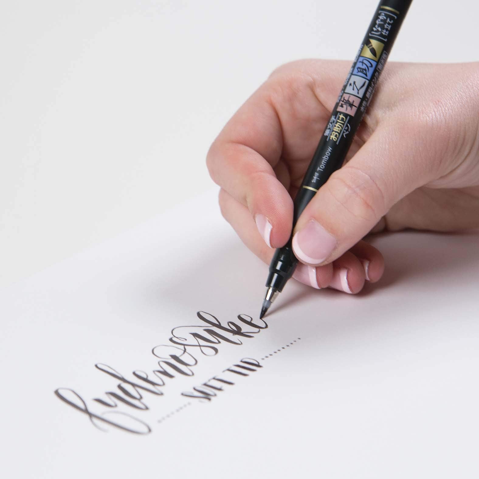 Tombow 62038 Fudenosuke Brush Pen, 2-Pack, Soft & Hard Tip for Calligraphy & Art