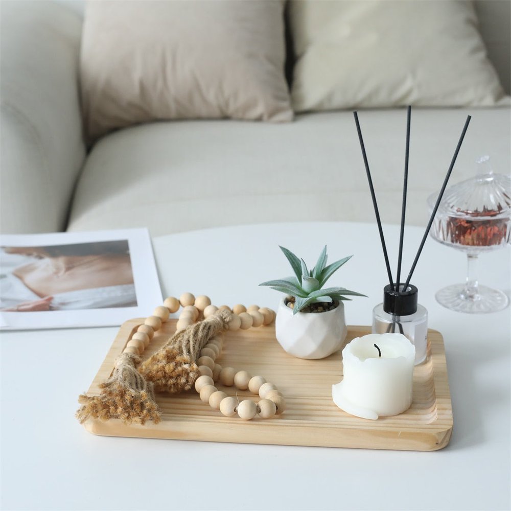 12" Natural Solid Wood Handmade Vanity Tray