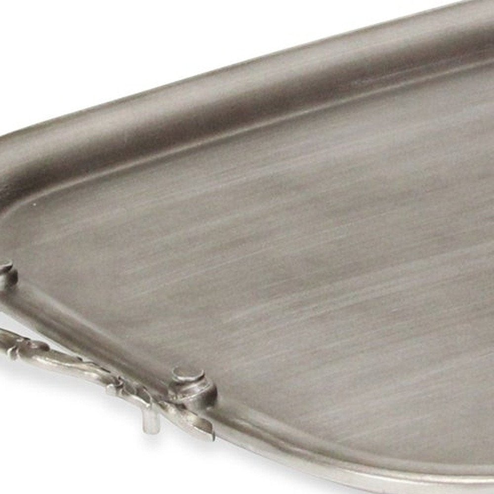 19" Silver Cast Iron Handmade Vanity Tray With Handles