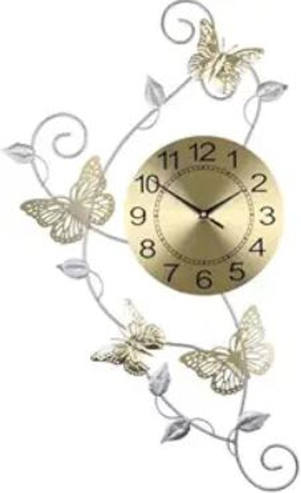 17" Gold Silver And Black Metal Silent Analog Novelty Wall Clock