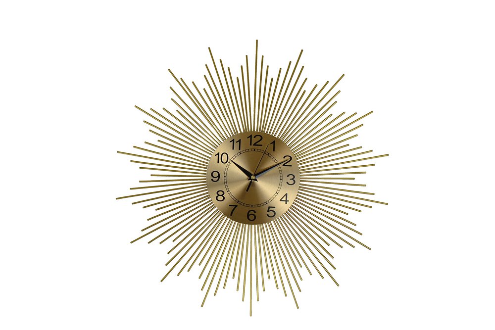 20" Gold And Black Metal Silent Analog Sunburst Wall Clock