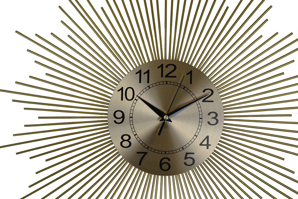 20" Gold And Black Metal Silent Analog Sunburst Wall Clock