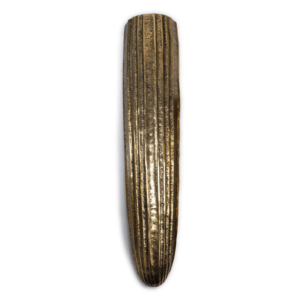18" Antiqued Gold Ribbed Aluminum Wall Vase