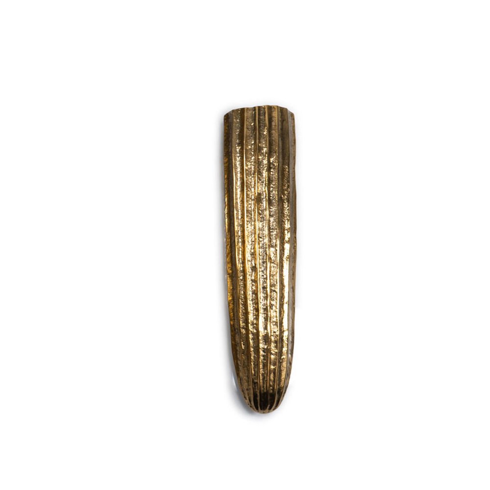 18" Antiqued Gold Ribbed Aluminum Wall Vase