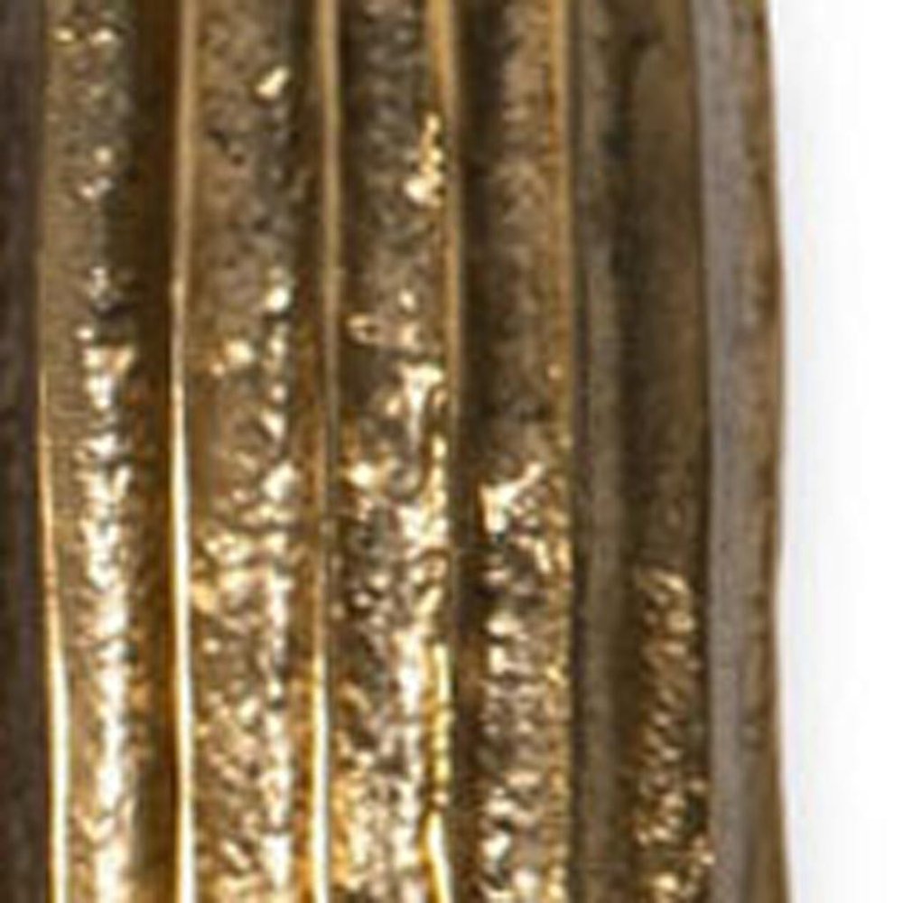 18" Antiqued Gold Ribbed Aluminum Wall Vase